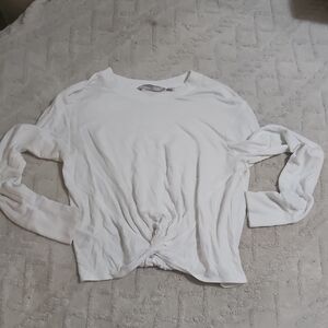 Athleta White Long Cropped Sweatshirt Size Small